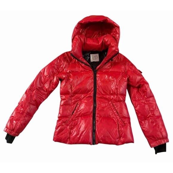 Sam. S13 Freestyle Down Nylon Puffer Jacket Candy Red Size S Festive Winter Coat - Picture 3 of 16